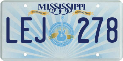 MS license plate LEJ278