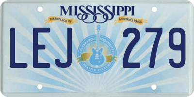 MS license plate LEJ279