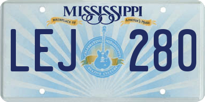 MS license plate LEJ280