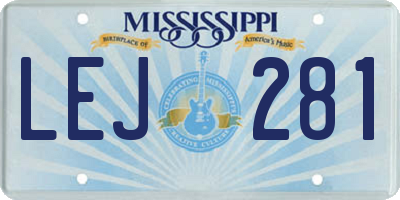 MS license plate LEJ281