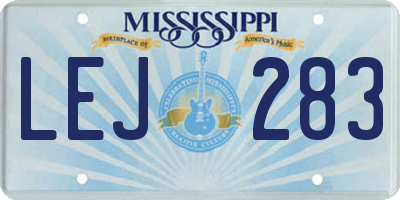 MS license plate LEJ283