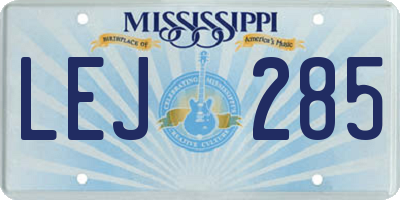 MS license plate LEJ285