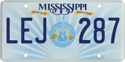 MS license plate LEJ287