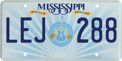 MS license plate LEJ288