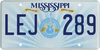 MS license plate LEJ289