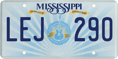 MS license plate LEJ290