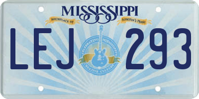 MS license plate LEJ293