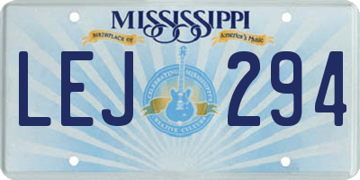 MS license plate LEJ294