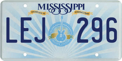 MS license plate LEJ296