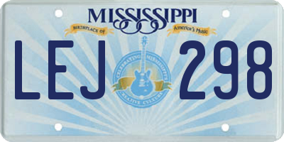 MS license plate LEJ298