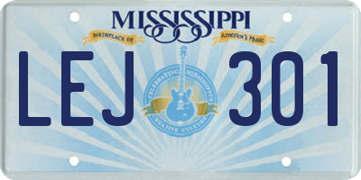 MS license plate LEJ301