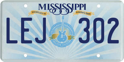 MS license plate LEJ302