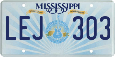 MS license plate LEJ303