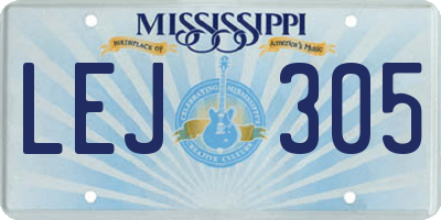 MS license plate LEJ305