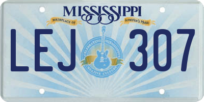 MS license plate LEJ307