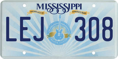 MS license plate LEJ308