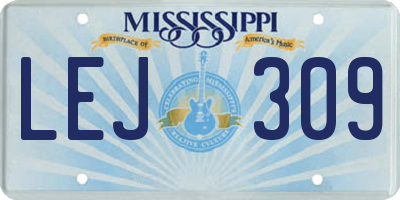 MS license plate LEJ309