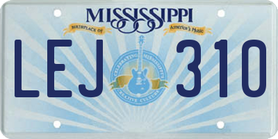 MS license plate LEJ310