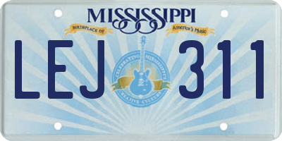 MS license plate LEJ311
