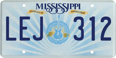 MS license plate LEJ312