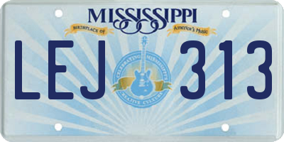 MS license plate LEJ313