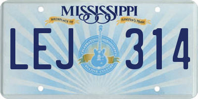 MS license plate LEJ314