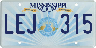 MS license plate LEJ315