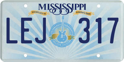 MS license plate LEJ317