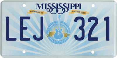 MS license plate LEJ321