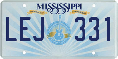 MS license plate LEJ331