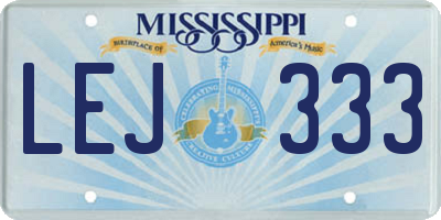 MS license plate LEJ333
