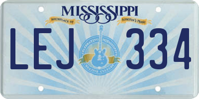 MS license plate LEJ334