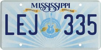 MS license plate LEJ335