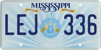 MS license plate LEJ336