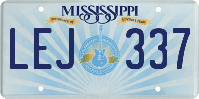 MS license plate LEJ337