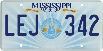 MS license plate LEJ342