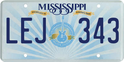 MS license plate LEJ343