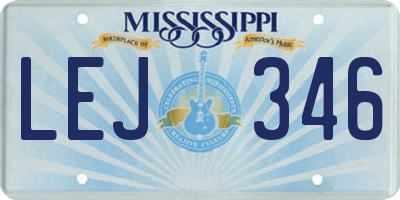 MS license plate LEJ346