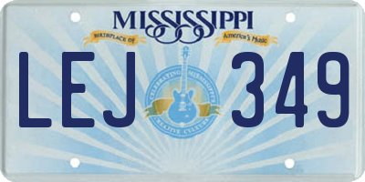MS license plate LEJ349