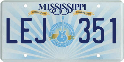 MS license plate LEJ351
