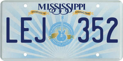 MS license plate LEJ352