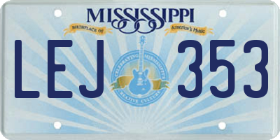 MS license plate LEJ353