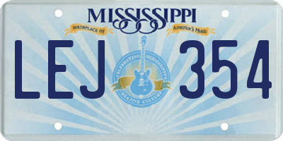 MS license plate LEJ354