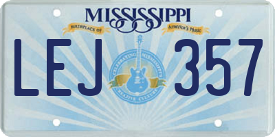 MS license plate LEJ357