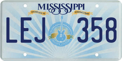 MS license plate LEJ358