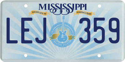 MS license plate LEJ359
