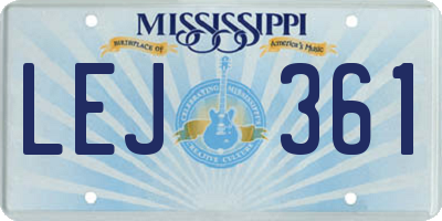 MS license plate LEJ361