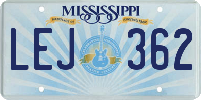 MS license plate LEJ362