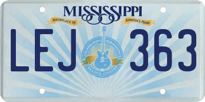 MS license plate LEJ363