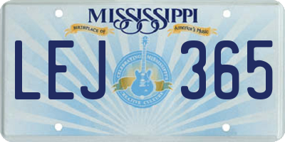 MS license plate LEJ365